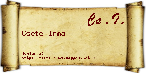 Csete Irma névjegykártya
